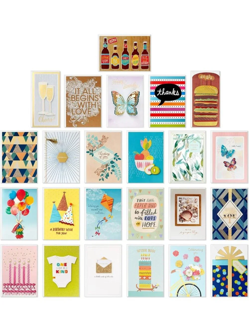 Assorted Handmade Greeting Cards Set - 24 Boxed Cards for All Occasions